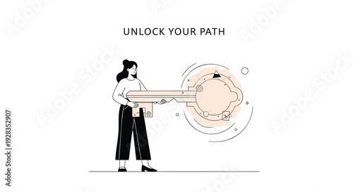 Businesswoman unlocking success