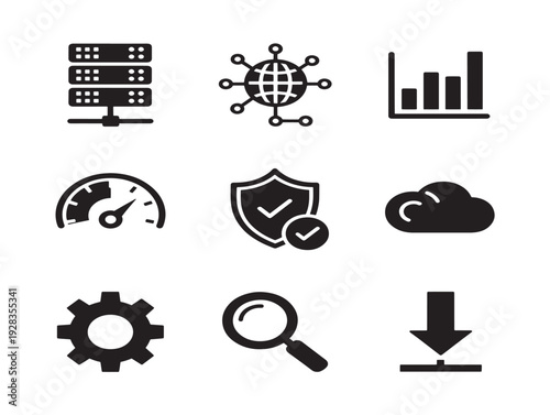 Modern and Eye Catching Network Analytics Dashboard Icon Set