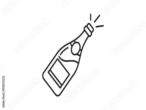 A champagne bottle with a cork popping out