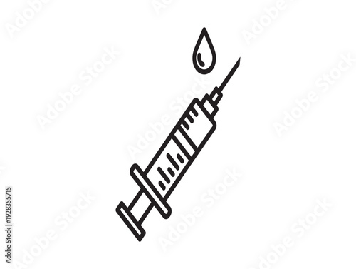 Medical syringe with a single drop of liquid