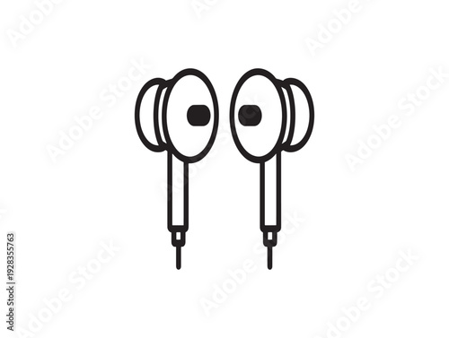 Wallpaper Mural A simple line drawing of a pair of black and white earbuds Torontodigital.ca