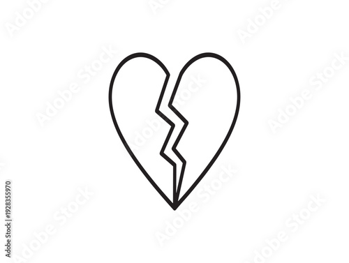 A broken heart symbol with a jagged split down the middle