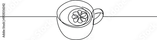 Intricate drawing of a teacup with a detailed spiral inside Vector