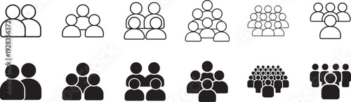 Set of people icon. Human avatars, users, team and community vector EPS line icons.