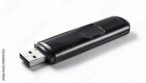 black flash drive isolated on white background a portable storage device for computer data