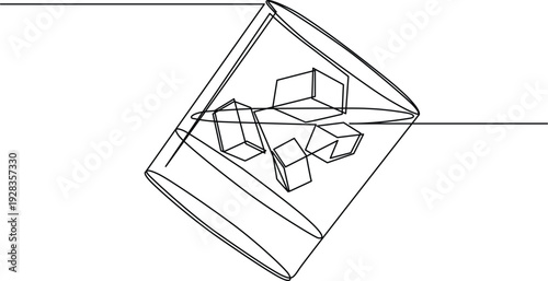 A detailed sketch of a geometric puzzle with various interlocking shapes. Vector