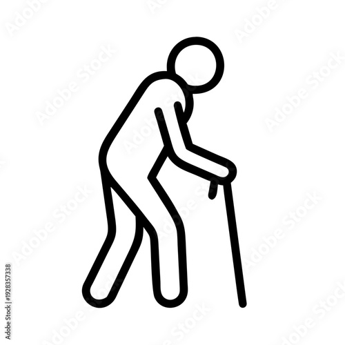 Elderly Person With Walking Stick for web and graphic design