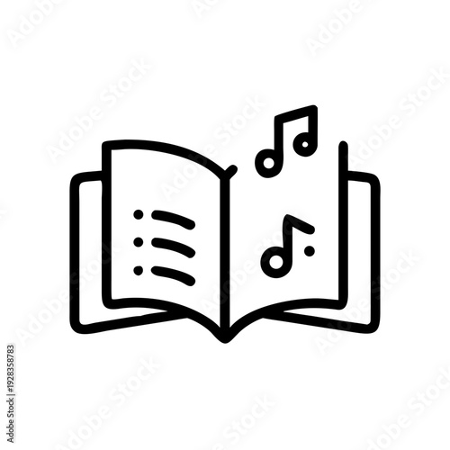 Open Book With Music Notes for web and graphic design