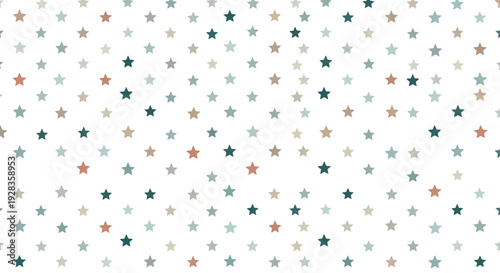 Scattered small star shapes in muted earth tones on a white background, flat design.