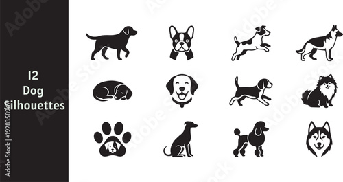 Collection of Various Dog Breed Silhouettes
