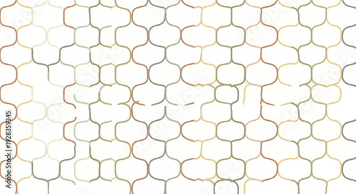 Geometric pattern of interlocking rounded shapes in muted earth tones on a white background