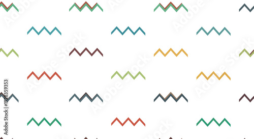 Abstract geometric zigzag shapes in muted colors on a white background, simple repeating pattern.