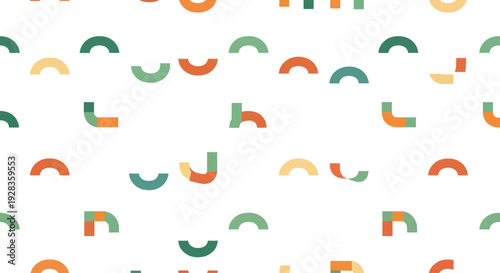 Abstract geometric shapes in muted colors, repeating pattern on white background, flat design vector illustration