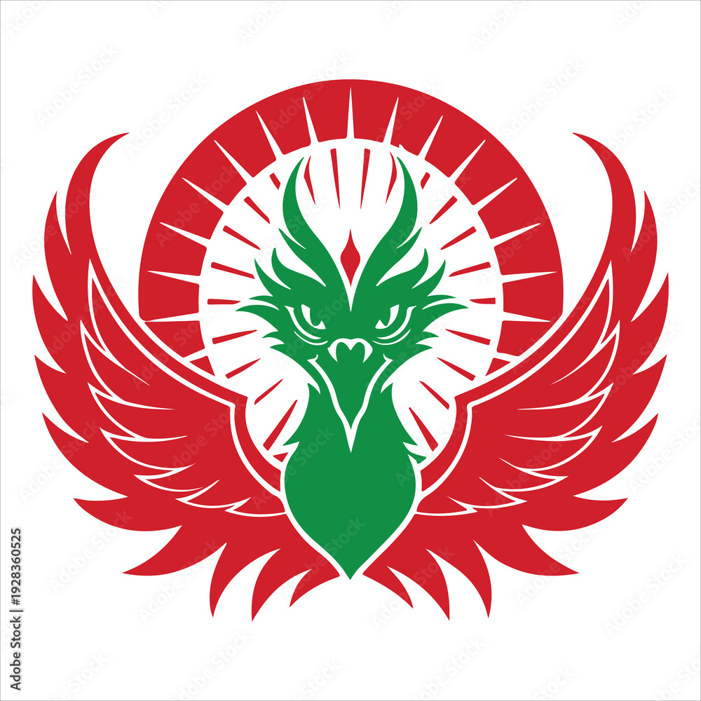 Fototapeta premium Vector logo of Phoenix Dragon Hybrid