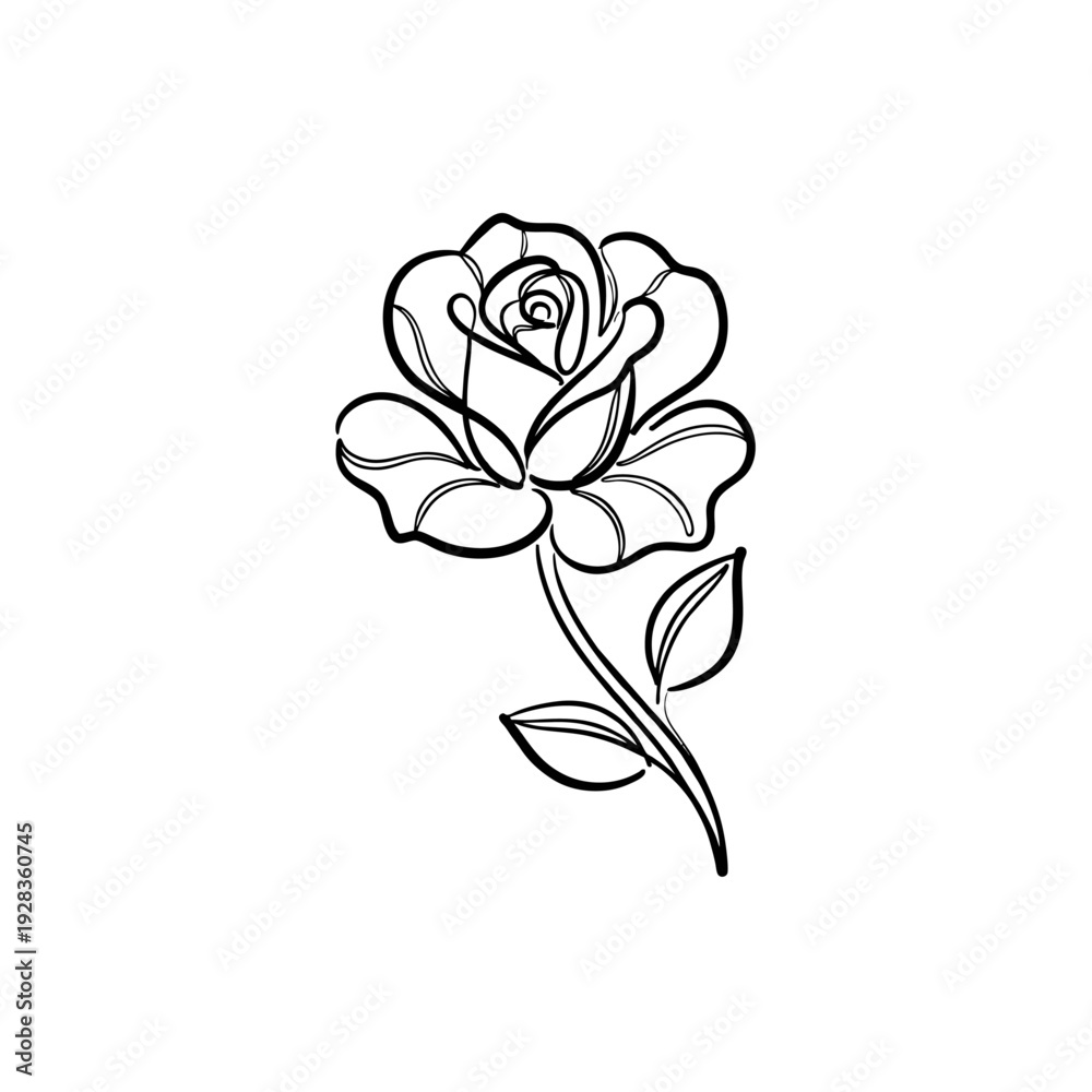 Obraz premium Romantic Rose Outline Symbol