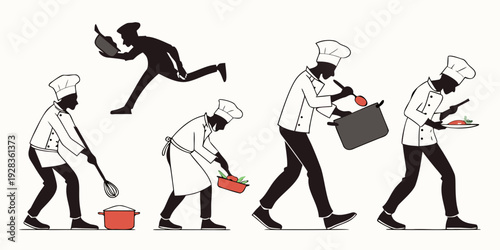 A sequence of a person falling and getting up with a bag of groceries Vector