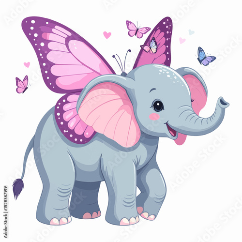 Niedlicher Elefant mit Schmetterlingsflügeln