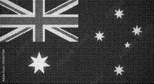 Distorted Australian flag graphic with pixelated effect dither