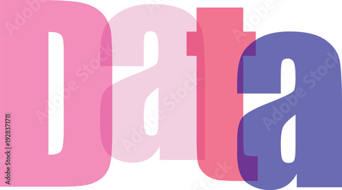 Transparent Pink and Purple Overlapping 'Data' Text Vector