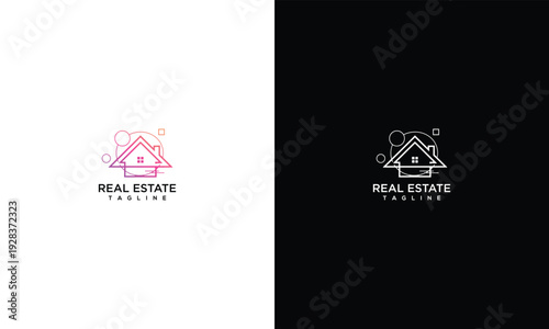 Modern Real Estate House Logo Design - Minimalist Property Home Icon Vector.