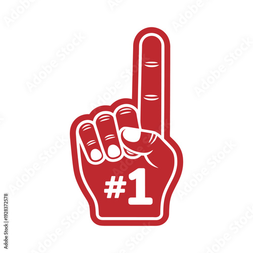 Number 1 Fan Glove, Finger Up, Flat Vector Icon, Sports Support, Cheer Illustration, Game Day Vector, Isolated