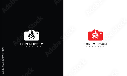 Photography Camera Flame Logo Vector Icon - Creative Photo Studio Branding Design.
