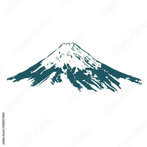 fuji mountain volcano japanese chinese vector ink traditional asian design isolated