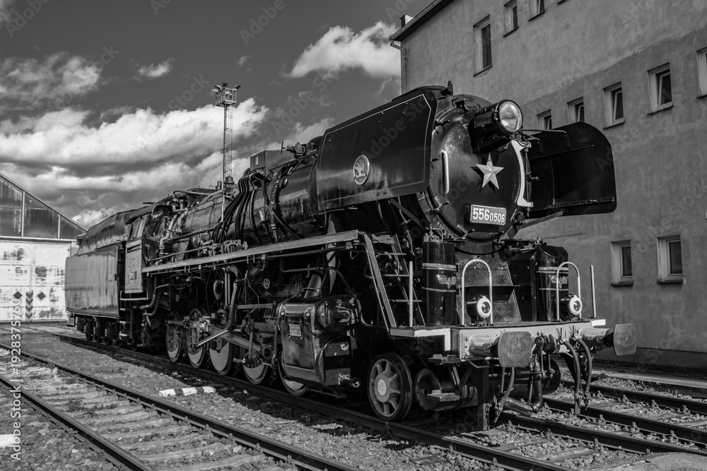 Fototapeta premium Czech steam locomotive resting in the depot