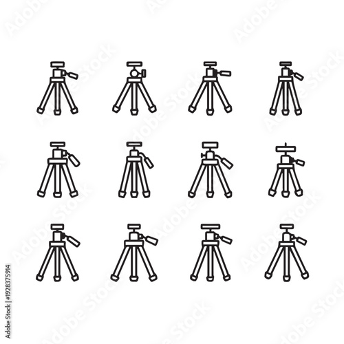 Multiple Camera Tripod Icons Arranged in Grid Vector Graphic Minimalist Style