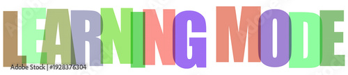Colorful gradient text learning mode on black background