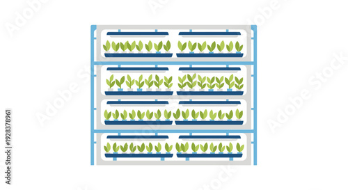 Modern indoor vertical farm illustration hydroponic system growing vegetables