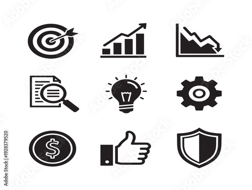 KPI Interface Icon Collection with Professional Business Metrics
