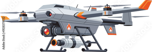 Advanced multi-rotor drone equipped with specialized payload attachments for industrial use