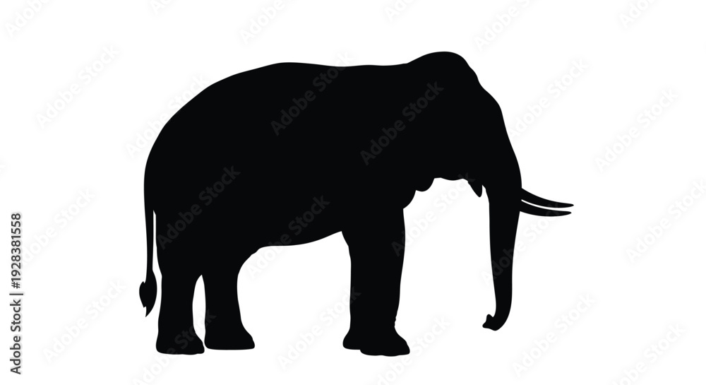 Fototapeta premium A striking black silhouette of an african elephant stands prominently