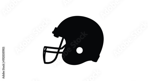 A detailed black silhouette of an american football helmet