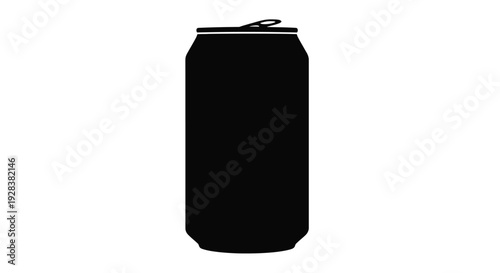 A black silhouette of a standard aluminum beverage can silhouette