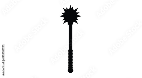 A black flail weapon isolated on a white background silhouette