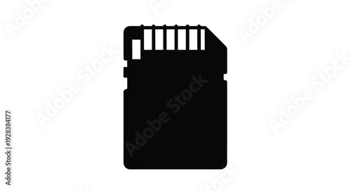 Black sd card icon isolated on a white background silhouette