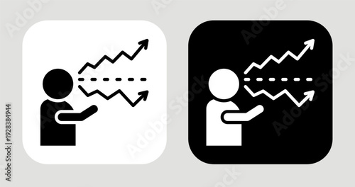 Expectation Gap Icon In Black and White Glyph Style