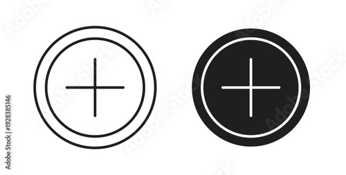 Add icon style design pack on white background. Thin line and clipart style