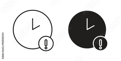 Alarm exclamation icon style design pack on white background. Thin line and clipart style