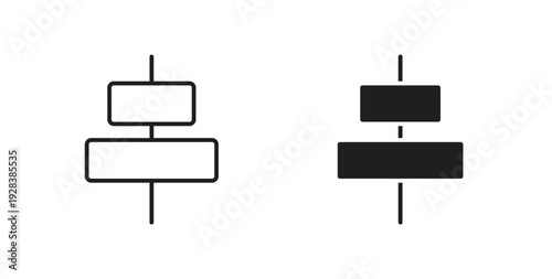 Align center icon style design pack on white background. Thin line and clipart style