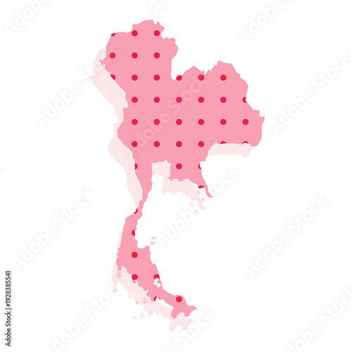 Pink Polka Dot Map of Thailand