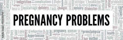 Pregnancy Problems word cloud conceptual design isolated on white background.