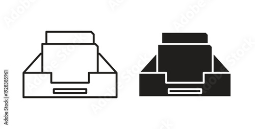 Archive icon style design pack on white background. Thin line and clipart style