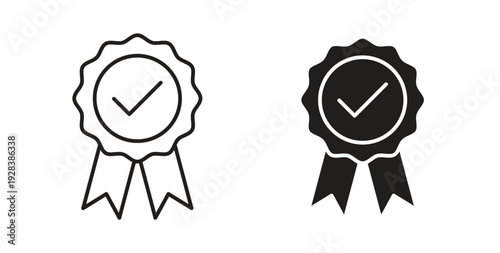 Badge icon style design pack on white background. Thin line and clipart style
