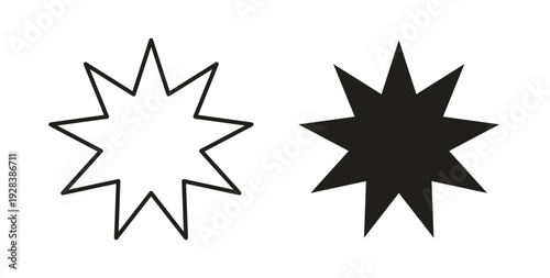 Bahai icon style design pack on white background. Thin line and clipart style