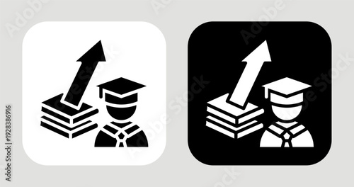 Education Level Icon In Black and White Glyph Style