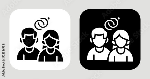 Marital Status Icon In Black and White Glyph Style