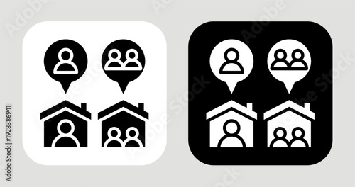 Living Arrangement Icon In Black and White Glyph Style